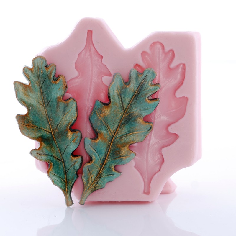 Oak Leaf Silicone Mold Creates Two Large Leaves from Fondant Resin Clay (740) gallery