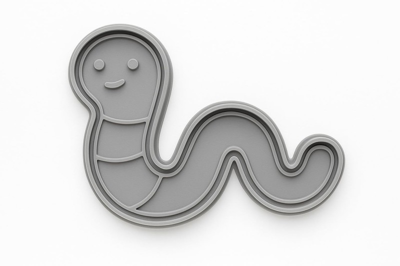 Wiggly Worm Cookie Cutter - 4x3.2" Fun Baking Kids Party Design gallery