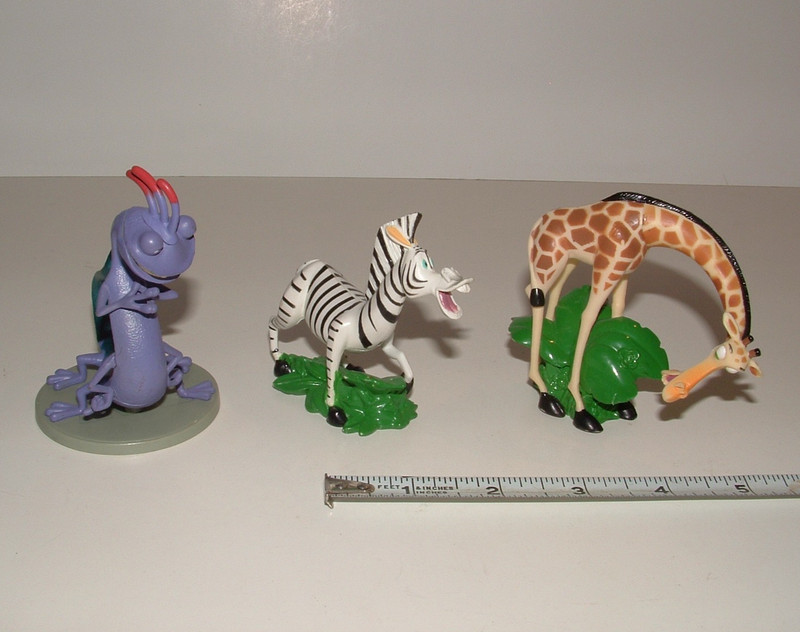 Cake Toppers (3), Madagascar / Monsters, Inc., Age Unknown, pre-owned