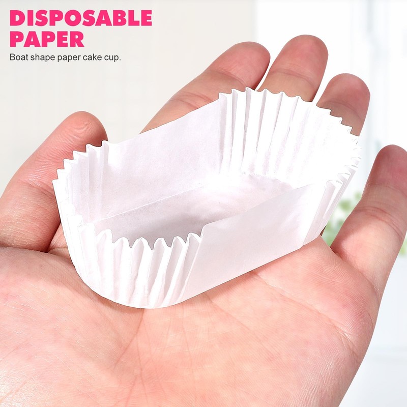 1000 PCS Oval Cake Paper Cups Grease Proof Cupcake Liners Boat Shape Muffin gallery