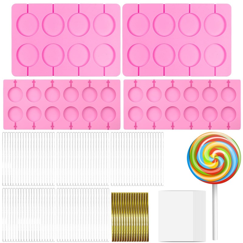 Silicone Lollipop Mold Cute Shape Fondant Chocolate Hard Candy Cookie 4 PCS