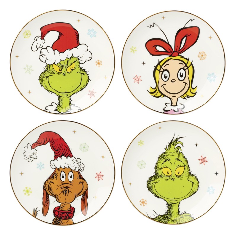 Lenox Dinnerware Set, Merry Grinchmas Accent Plates, Service 4 Count, Green