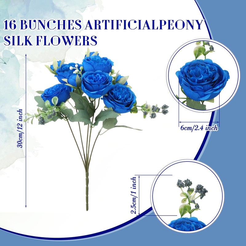Geosar 8 Bundles Artificial Peonies Flowers Fake Silk Peony Bouquet Faux Peonies gallery