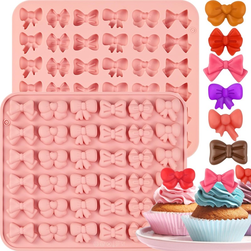 Mini Silicone Bow Chocolate Molds - 2 PCS Fondant Molds for Candy, Cake, Gummy, gallery