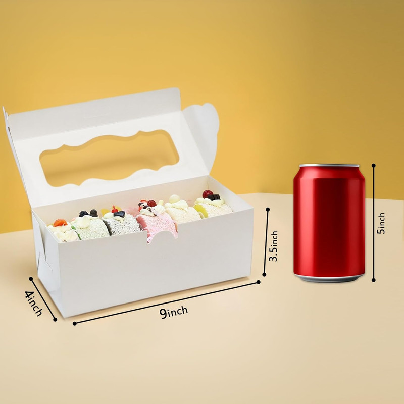 30Pcs 9X4X3.5 Inch Cookie Boxes White Bakery Boxes with Window, Loaf Cake Boxes gallery