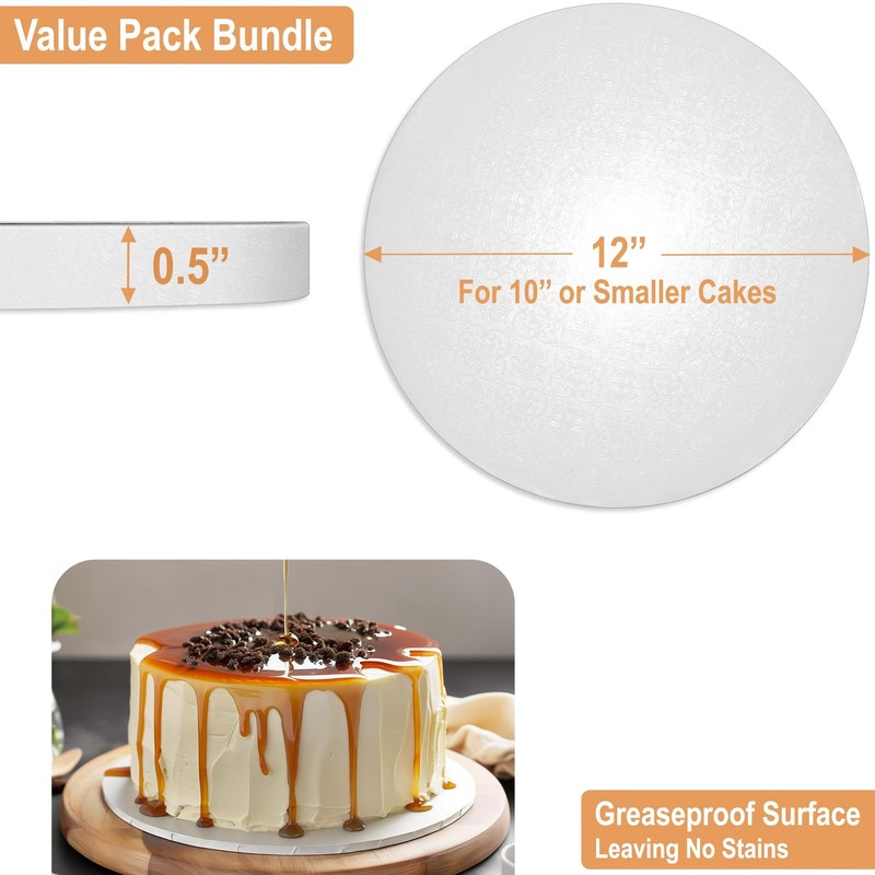Cake Drum Rounds 12 Inch 1/2 Thick Greaseproof Seamless 6 PCS gallery