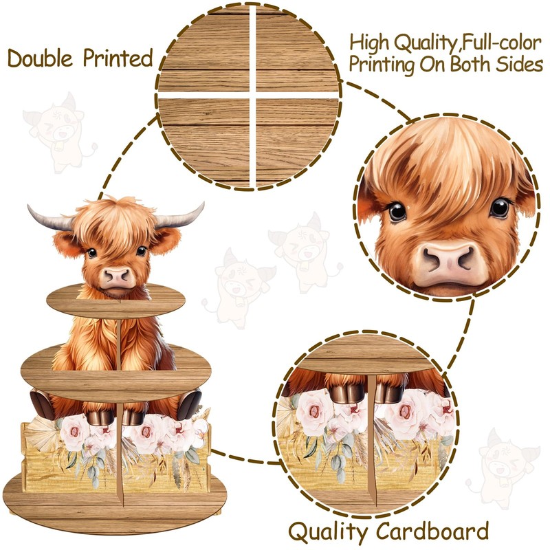 Highland Cow Cupcake Stand Highland Cow Birthday Party Cardboard Cupcake Hold... gallery