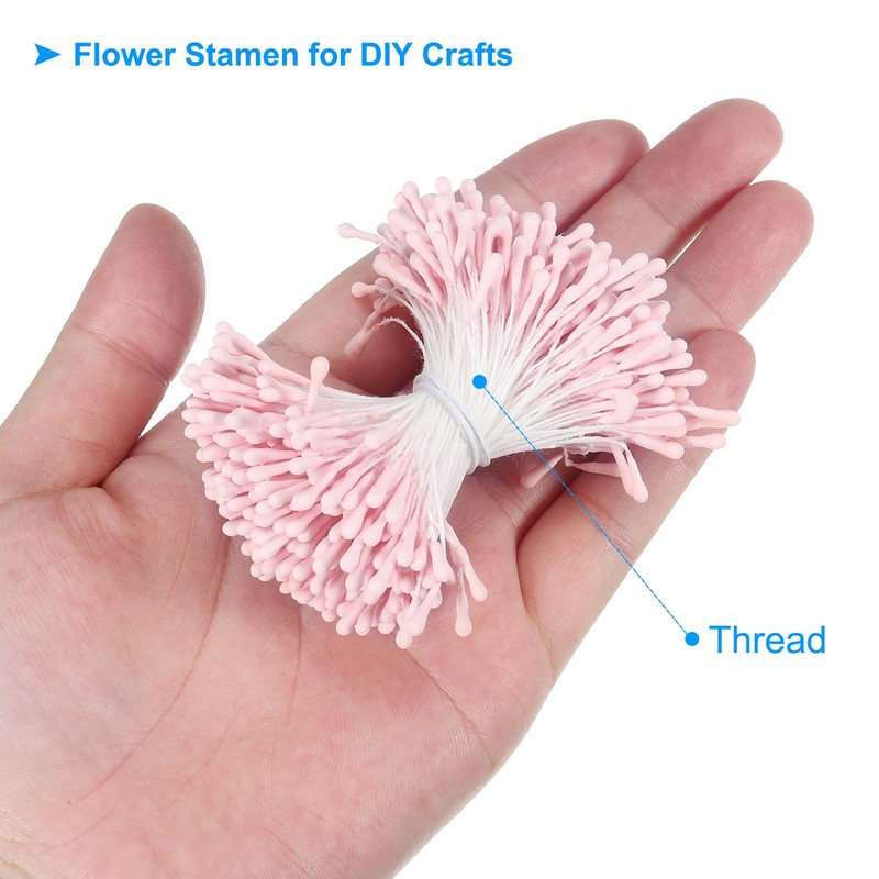 700Pcs Double Heads Flower Stamen Artificial Flower Stamen Pistil Light Pink gallery