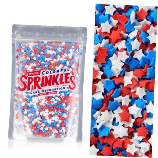 Red White and Blue Sprinkles for 4th of July – 16 oz Patriotic Patriotic star