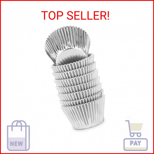 Gifbera Silver Foil Jumbo Cupcake Liners Metallic Muffin Baking Cups, 160-Count