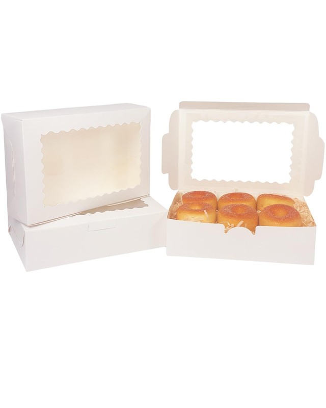 50 PCS White Cookie Box Window 9x6x2.5 Inch Pastry Macaron Bakery Packaging gallery
