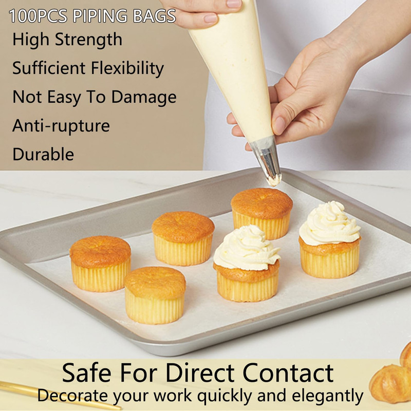 120 PCS Piping Bags and Tips Set 14 in 100 PCS Pastry Bags Cupcake Cookie Cake D gallery