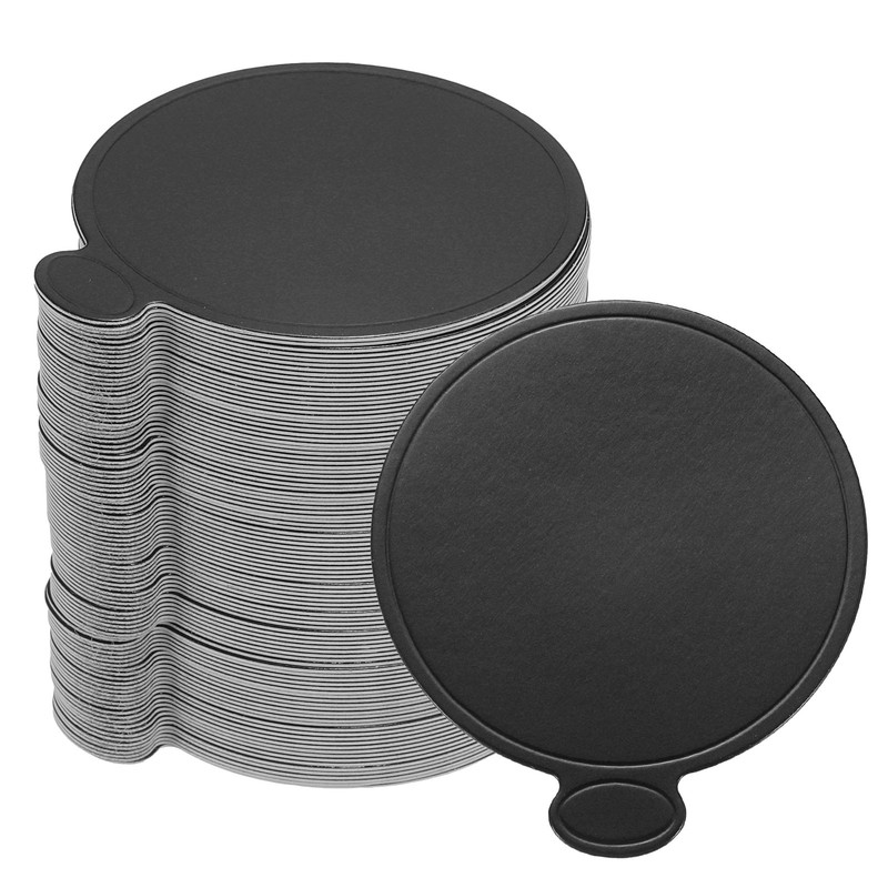 200pcs Mini Cake Boards Mousse Cake Cardboards Round for Cake Bases Black