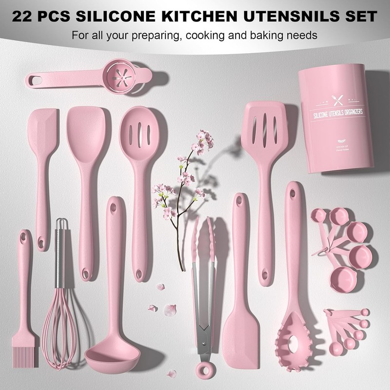 22-Piece Silicone Cooking Utensils Set, Heat Resistant & gallery