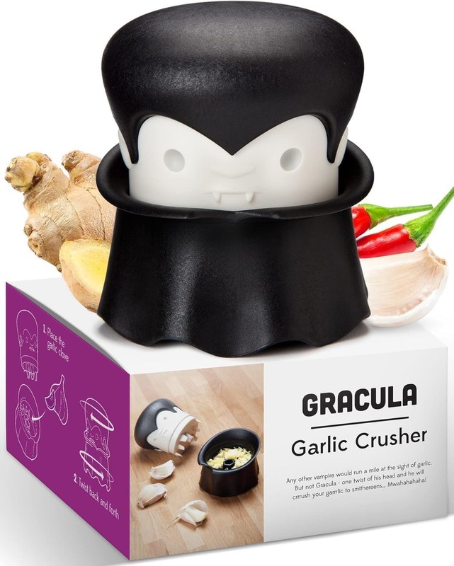 OTOTO Gracula Garlic Crusher, Peeler, Also for Ginger, Nuts, Black