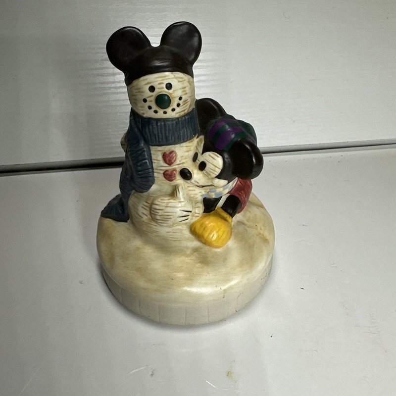 Disney Cookie Mold Press Mickey Mouse & Snowman Wreath Christmas Ceramic HTF