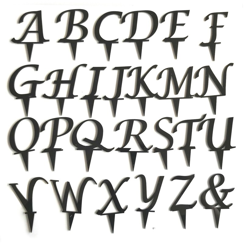 Letter Cake & Cupcake Toppers, Many Colours & Sizes, Script Font