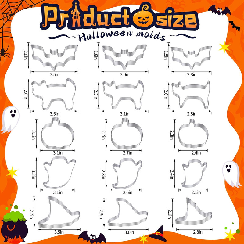 Halloween Cookie Cutters Set - 15 Pcs Stainless Steel Holiday Cookie Cutter with gallery