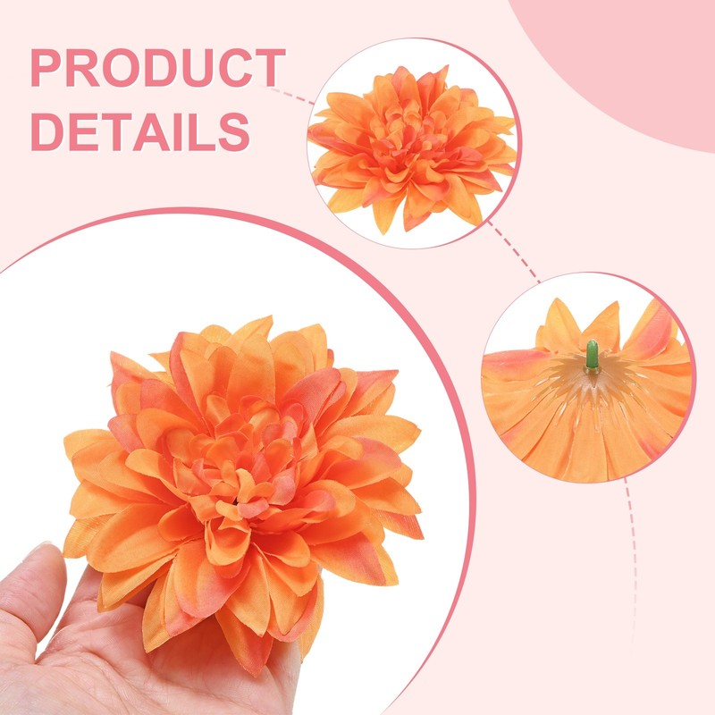 15-Pack Artificial Flowers Bulk, Orange Fake Chrysanthemum Floral for DIY gallery