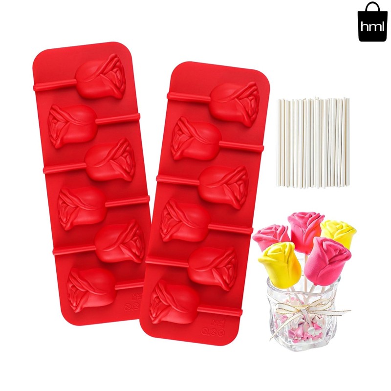 Versatile Rose Lollipop Molds – Heat Resistant Silicone for Chocolate & More