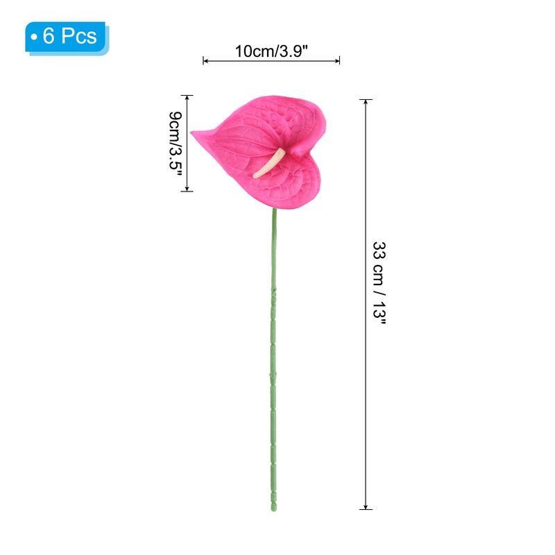 6Pcs, 13" Artificial Anthurium Lily Flowers Floral Bouquet Decor Dark Pink gallery