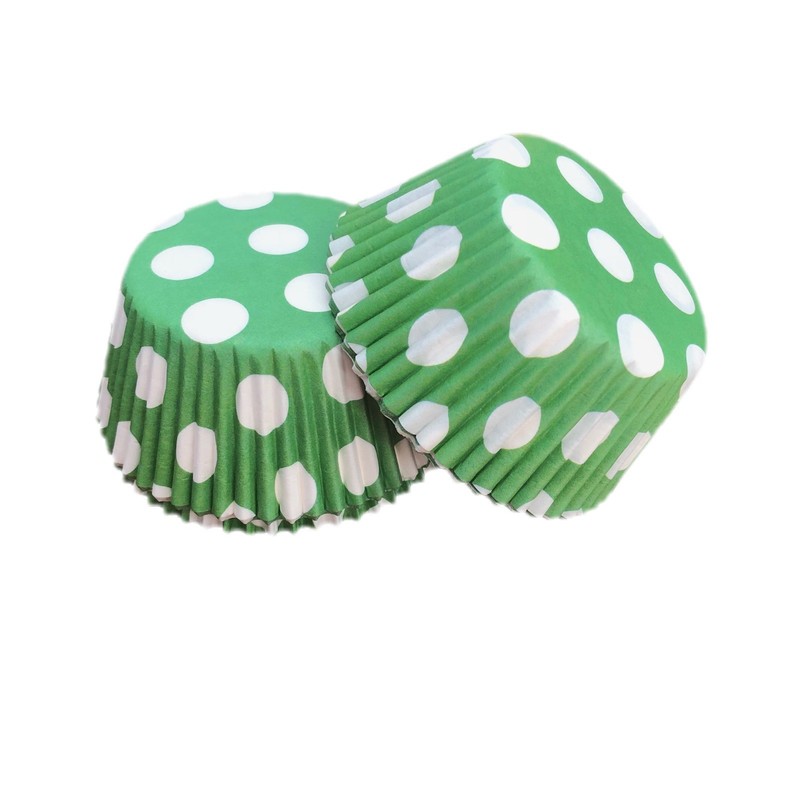 Bakell™ 25 PC Set Green and White Polka Dot Cupcake Muffin Liners Wrappers Cups