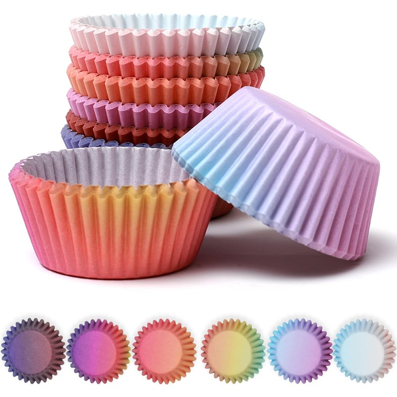 300 PCS Cupcake Liners Food Grade Gradient Design Muffin Paper Baking Cups