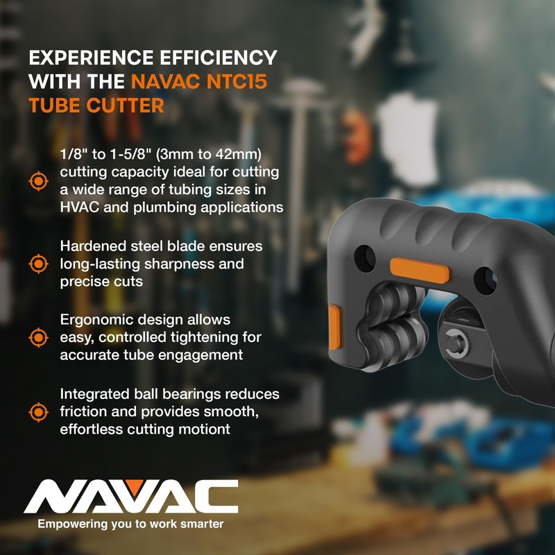 Navac Ntc15 Tube Cutter 1/8 To 1-5/8 Outside Diameter 2 Sharp Cutting Blades gallery