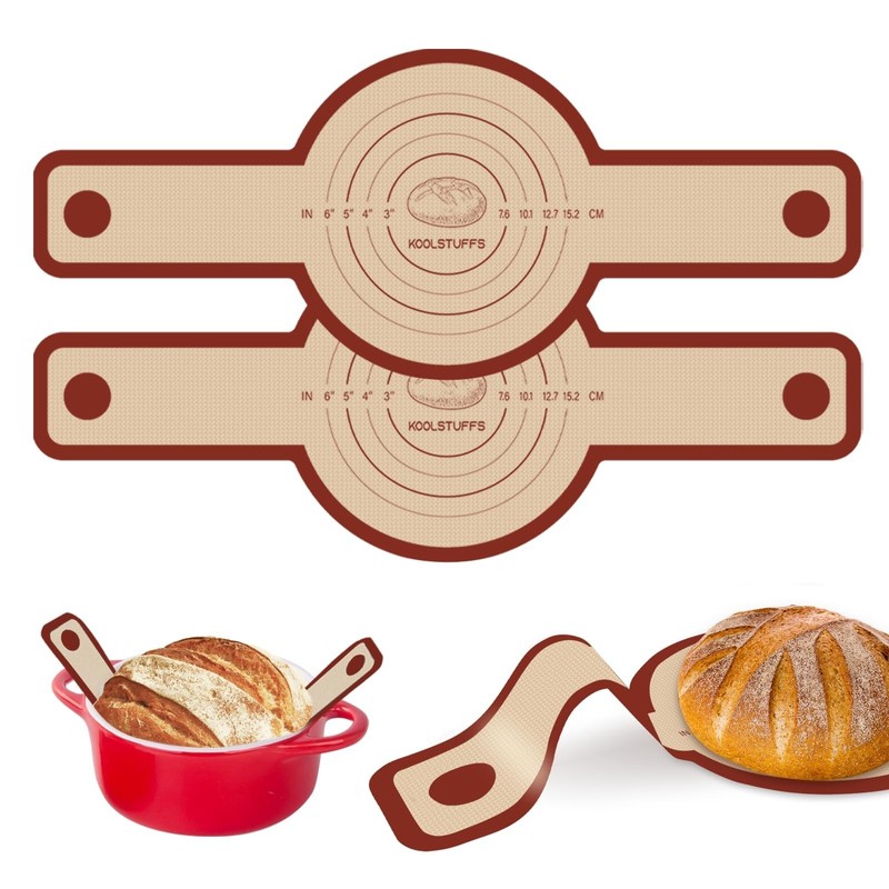 Silicone Bread Sling for Dutch Oven, 2-Pack Non-Stick Reusable Baking Mat wit…