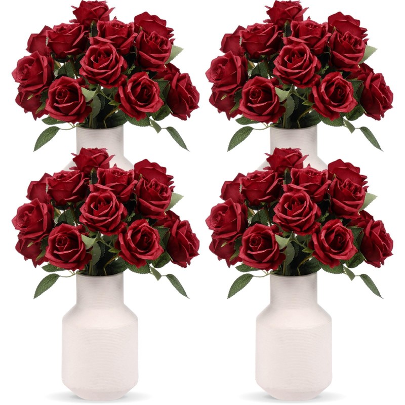 Hotop 40 Pcs Fake Rose Artificial Flowers Bulk, Long Stem Silk Realistic gallery