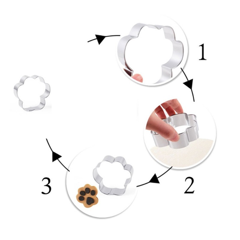 4pcs Dog Paw Cookie Stainless Steel DIY Cake Moulds Baking Tool gallery