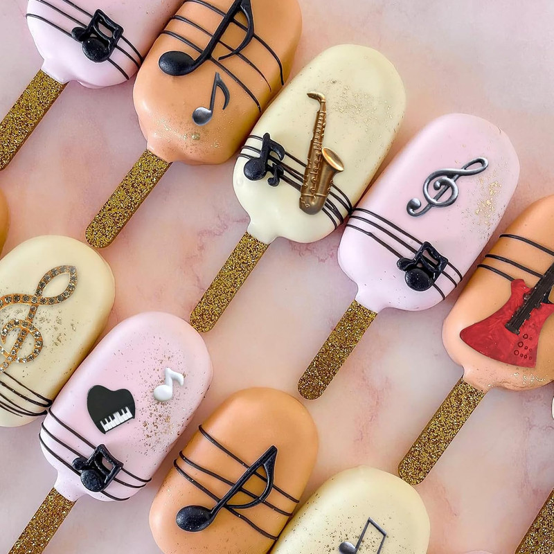 Musical Note Silicone Molds 6 Pcs, Music Theme Fondant Molds, Guitar Mini Musica gallery