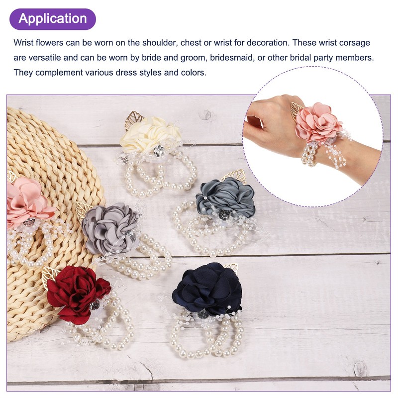 2 pcs Flower Bracelets for Wrist Corsage 9x7cm Grey gallery