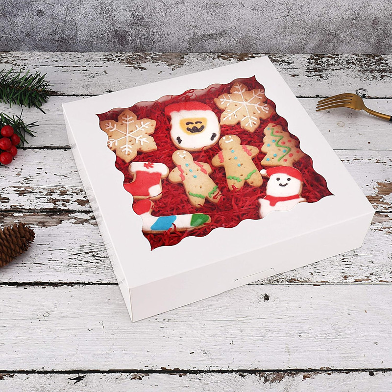 Tcoivs 20-Pack Pie Boxes 10" x 10" x 2.5", Cookie Boxes, Bakery Boxes with Windo gallery