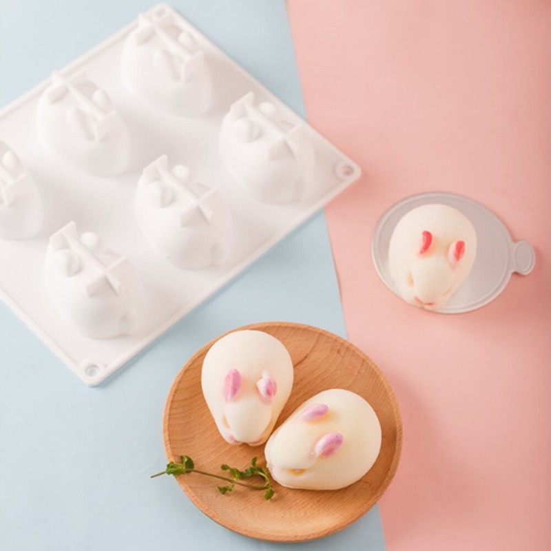 6Hole Silicone Mold 3D Rabbit Shape Cake Mold Mousse Dessert Molds Bakings