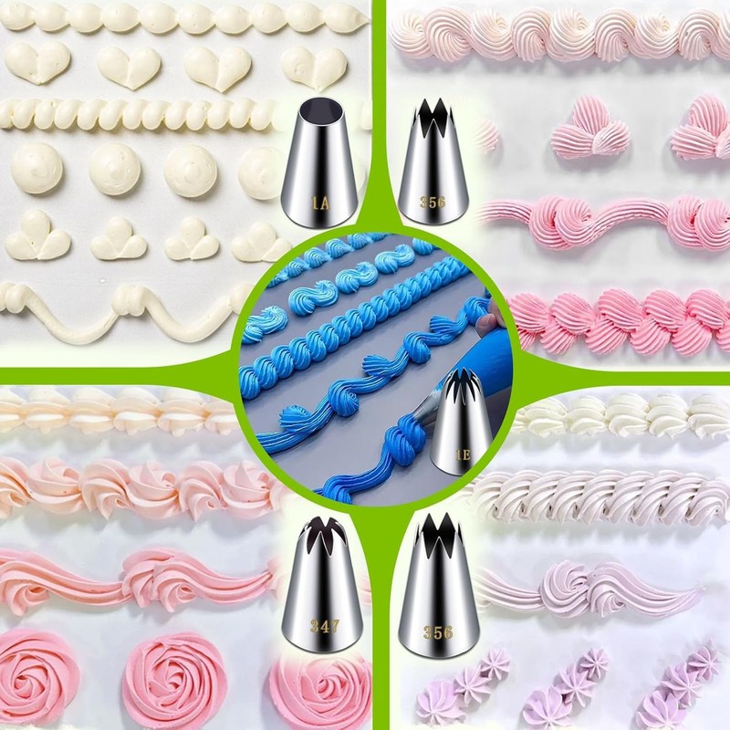Large Piping Tips Set, Stainless Steel | 5 Pieces, 1A 1E 348 347 356 gallery