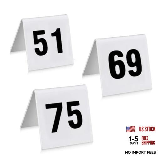 27617 Stainless Steel Tent Style Table Number Card (White 51-75 (1.7″ x 2″))