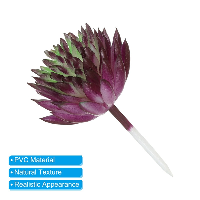2Pcs Mini Artificial Succulents Faux Succulent Picks Fake Succulent Dark Purple gallery
