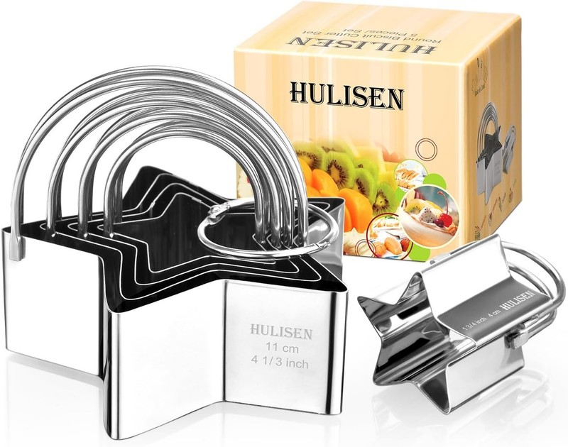 Elegant 5-Piece Star Cookie Cutter Set - High-Grade Stainless Steel Baking Tools gallery