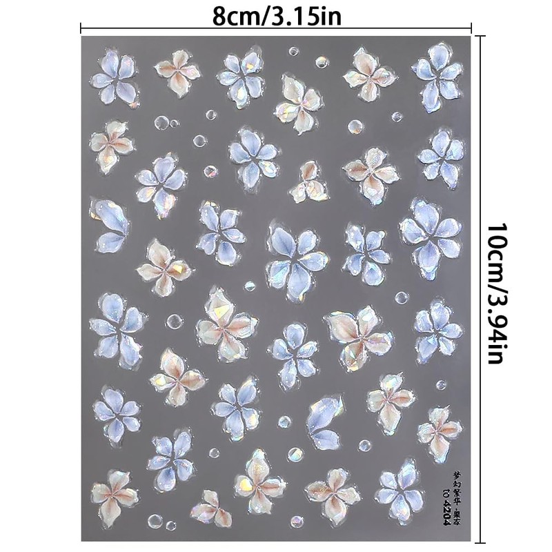 5D Embossed Flower Nail Stickers - Soft Glue Jelly Colorful gallery