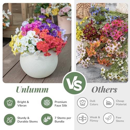 Artificial Flowers for Outdoors, 12 Bundles UV Resistant Faux Silk Morning gallery