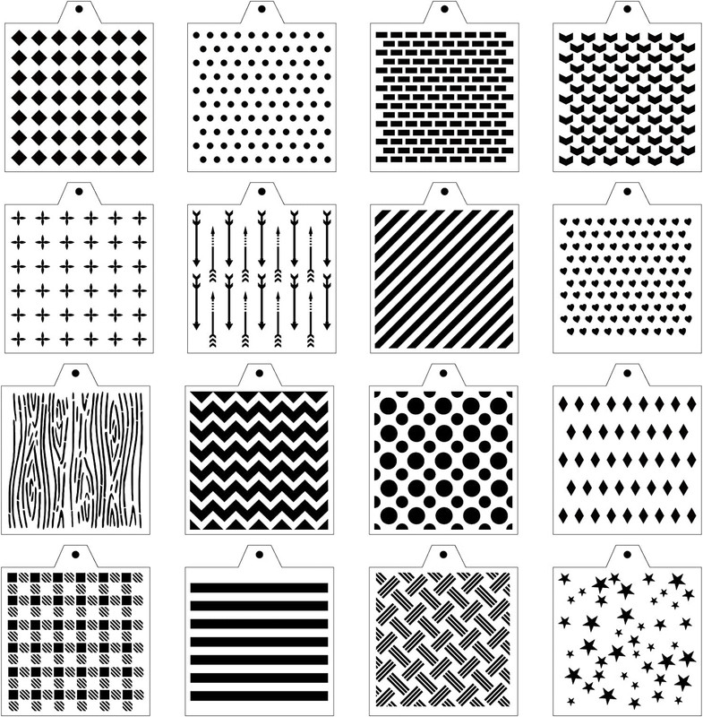 16 Pcs 5.5X5.5In Cookie Stencil Baking Stencils for Royal Icing Cookies, Airbrus