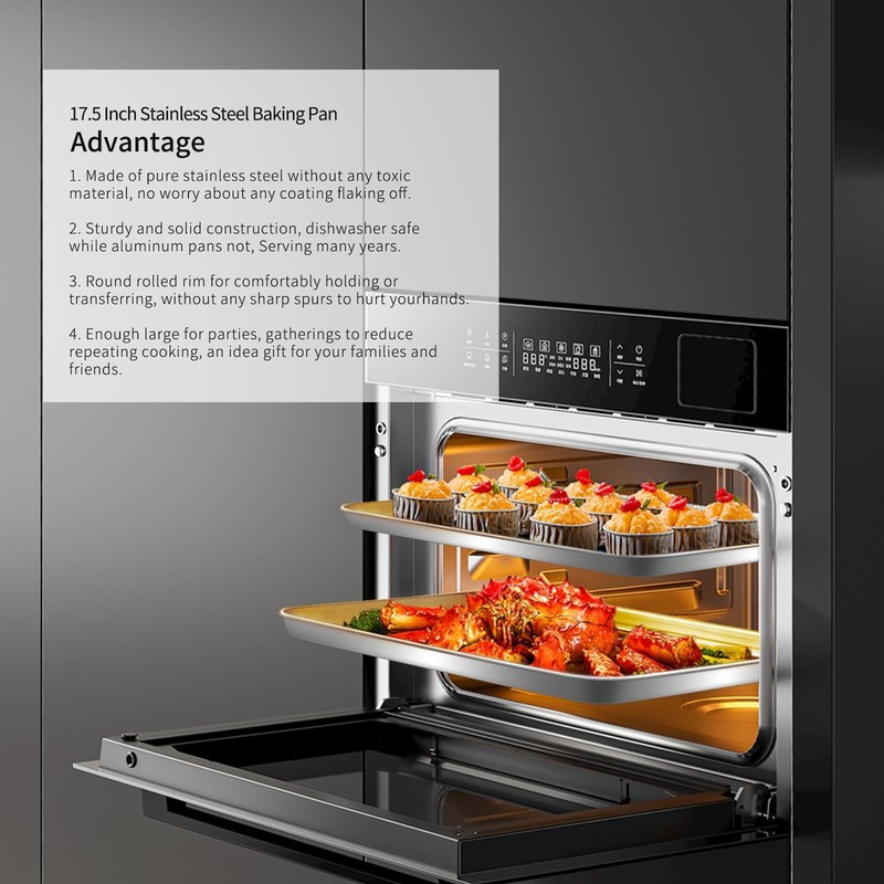 2-Pack Stainless Steel Baking Sheet Set – 16x12x1 Inch Commercial Grade Co gallery