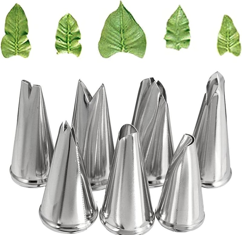 Leaf Piping Bags and Tips Set 7 Pieces Piping Tips Set Cake Decorating Tips