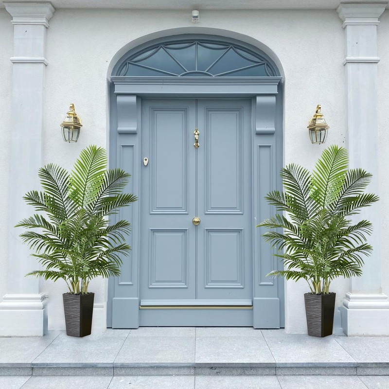 Tnggnt Artificial Palm Tree5Ft Tropical Fake Silk Plant Uv Resistant Faux Areca gallery