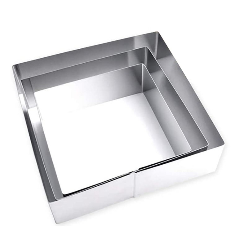 Set of 3 Cake Molds Rings, Square Mousse Mold Stainless Steel Cake 3048 gallery