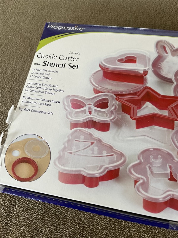 Baker's Cookie Cutter and Stencil Set Snap Together Storage Silicone Grip (CM) gallery