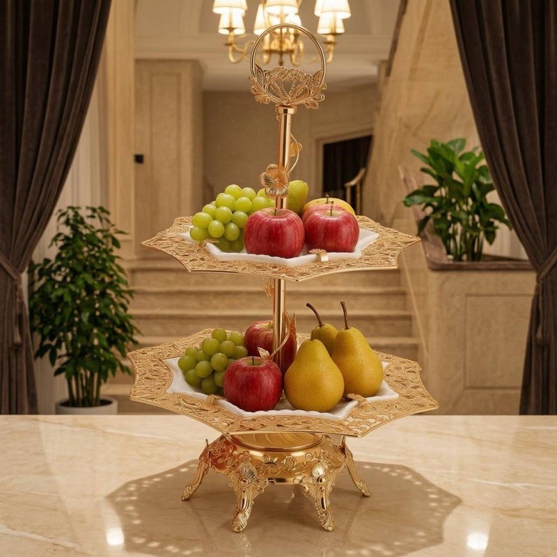 Glass Fruit Tray Stand Gilded Tableware Openwork gallery