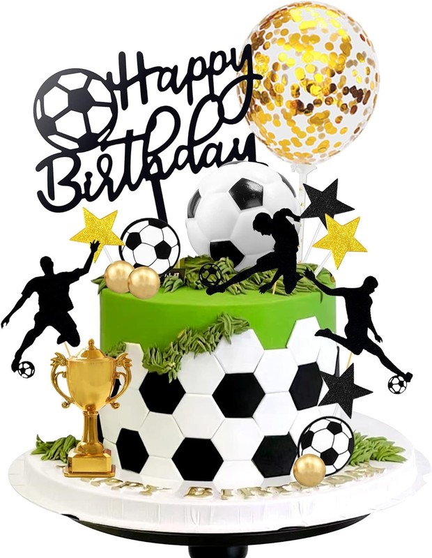 28 PCS Soccer Cake Topper Soccer Ball Player Cake Decorations for Soccer