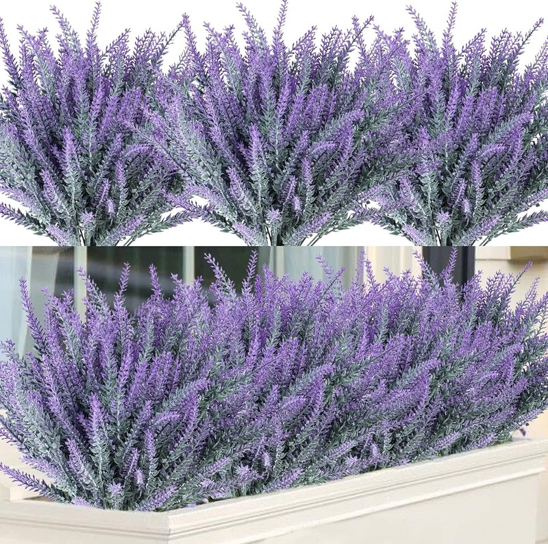 12 Bundles Outdoor Artificial Flowers Lavender Artificial Plants Fake Bushes